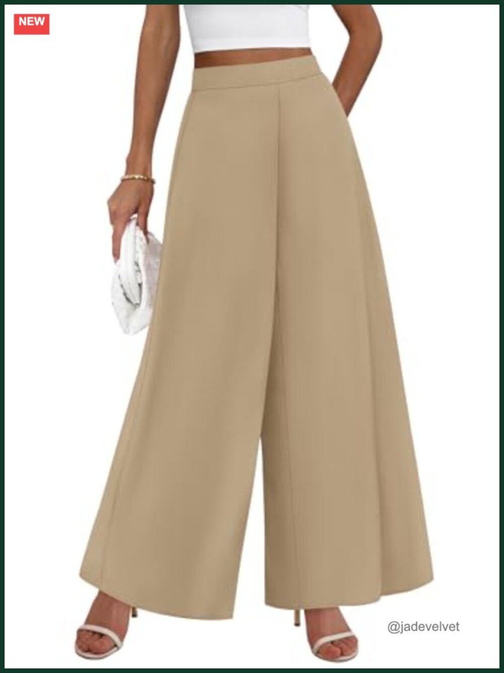 High Waisted Wide Leg Palazzo Pants for Women Elastic Waist Flowy Trousers